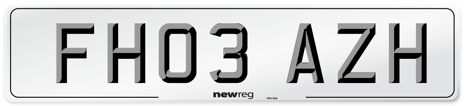 FH03 AZH Number Plate from New Reg